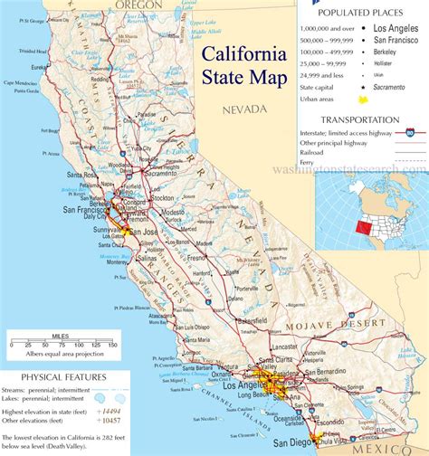 Map of California State, USA .